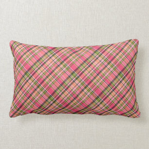 Coussin Rectangle Boho Retro rose/vert Plaid Coordination