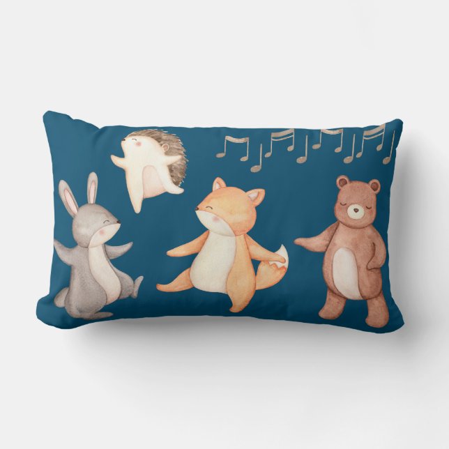 Coussin Rectangle Bois Animaux Danser Pique-nique Forêt (Recto)