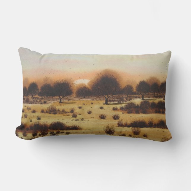 Coussin Rectangle bois rustique automne Paysage coucher du soleil (Recto)