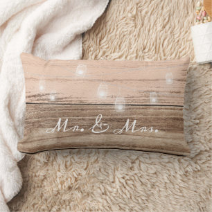 Coussin Rectangle Bois rustique doux avec lumières personnalisables