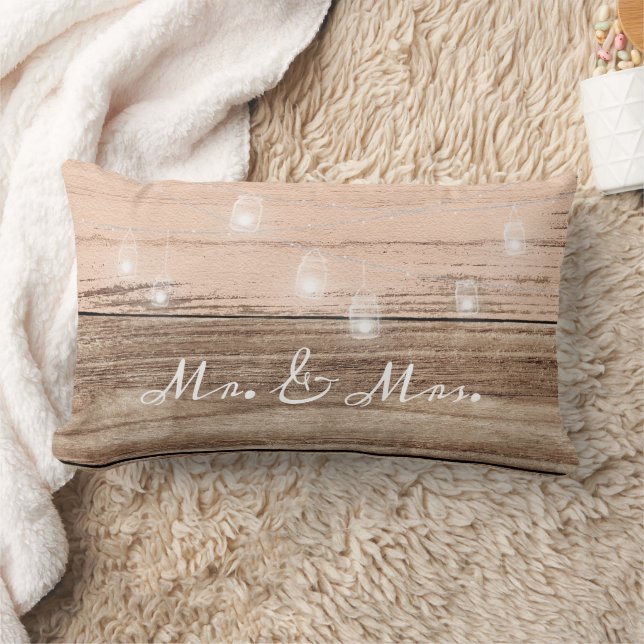 Coussin Rectangle Bois rustique doux avec lumières personnalisables (Couverture)