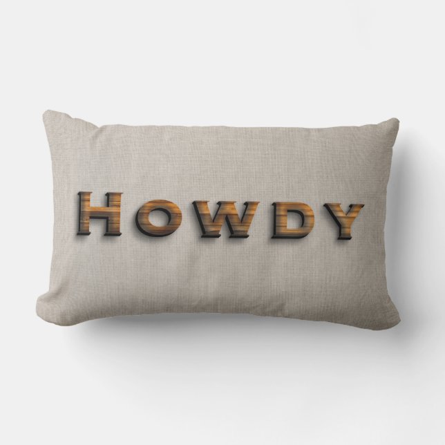 Coussin Rectangle Bois rustique Planières Howdy Typographie (Recto)