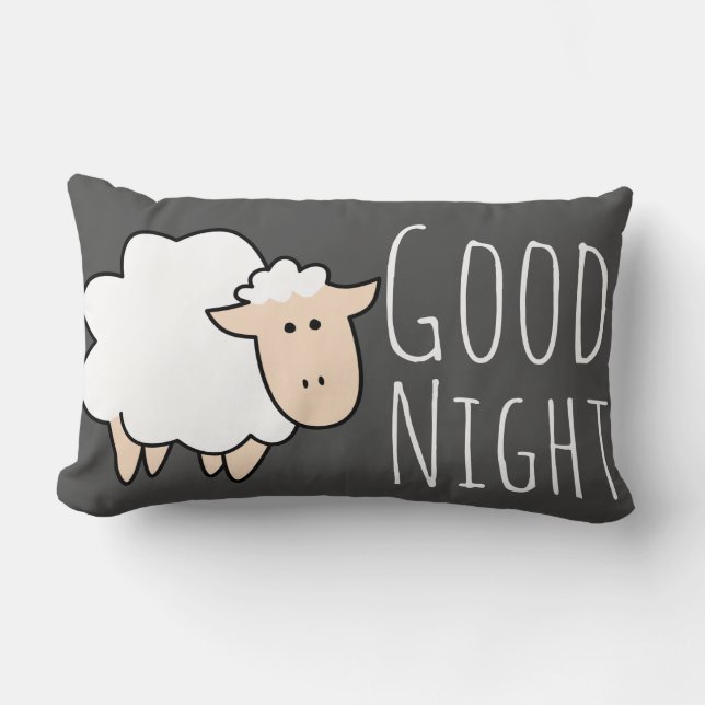 Coussin Rectangle Bon Nuit Dormir Mignonne Mouton (Recto)