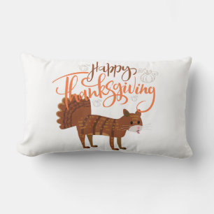 Coussin Rectangle Bon thanksgiving moderne Fun Cat Turkey