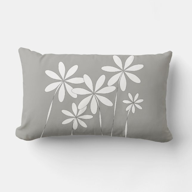 Coussin Rectangle Bonheur de fleur sur le gris (Recto)