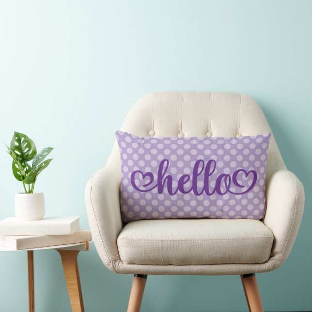 Coussin Rectangle Bonjour Cœurs Pale Violet À pois (Chaise)