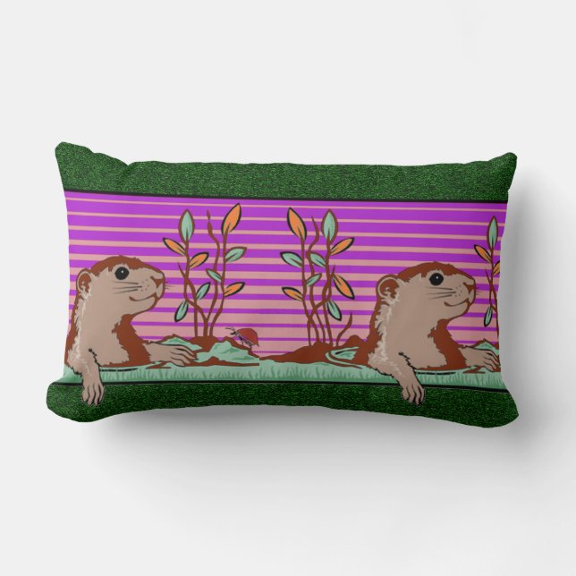 Coussin Rectangle Bonjour, Ombre de Groundhog - (Recto)