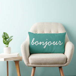 Coussin Rectangle Bonjour Turquoise Jeu d'oreiller, Salle de séjour