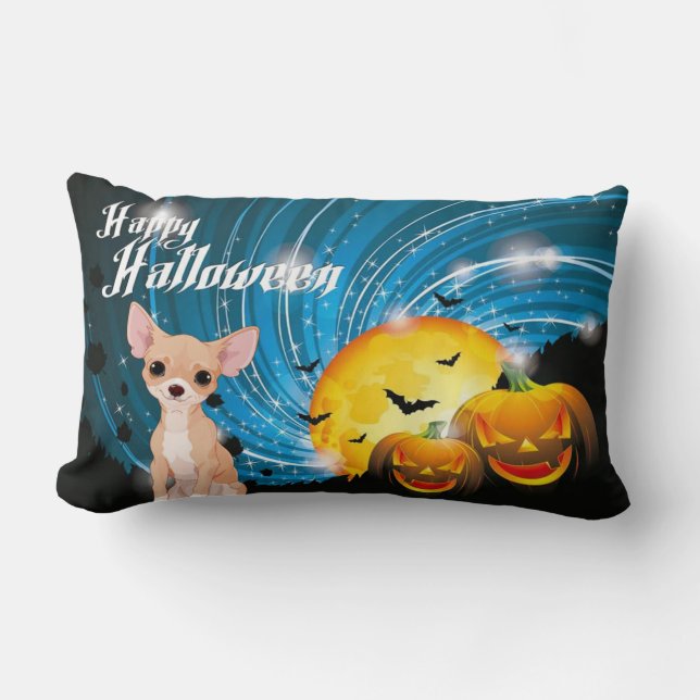 Coussin Rectangle Bonne Halloween Chihuahua (Recto)
