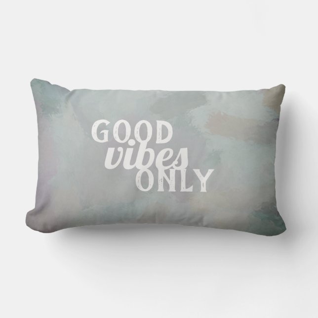 Coussin Rectangle bonne vibes seulement citer gris dessin de la pein (Recto)
