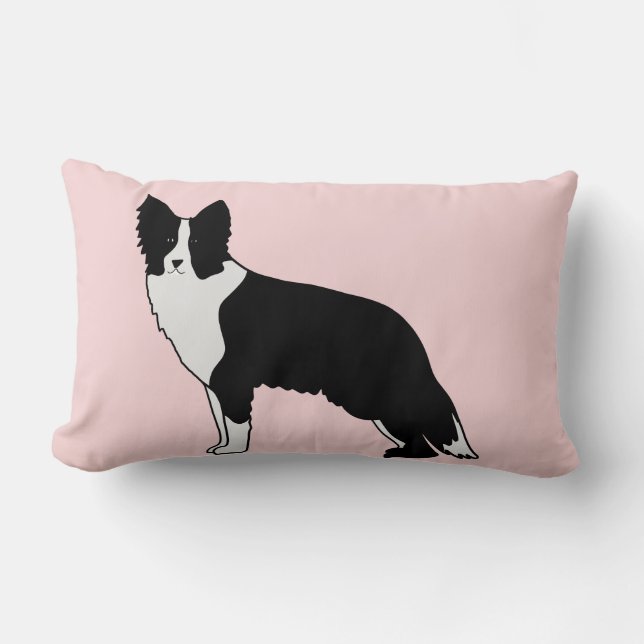 Coussin Rectangle Bordure Collie Chien Illustration Abstraite rose (Recto)