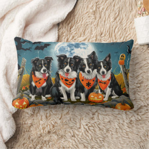 Coussin Rectangle Bordure Collie Halloween Éffrayant