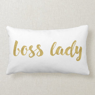 Coussin Rectangle Boss Lady Branchée En Or Script Décoratif