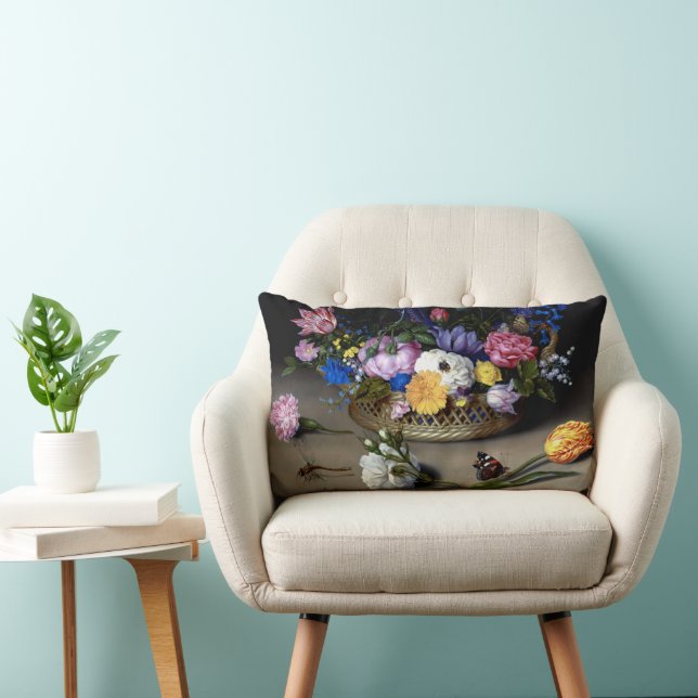 Coussin Rectangle Bosschaert Fleur morte vie Insecte l'art néerlanda (Chaise)