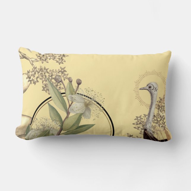 Coussin Rectangle Botanique Jaune Conception Florale (Recto)