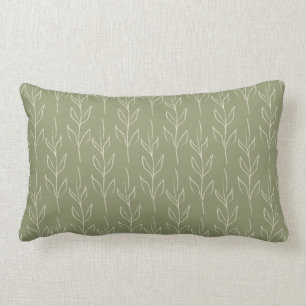 Coussin Rectangle Botanique rustique élégant en Sage Green