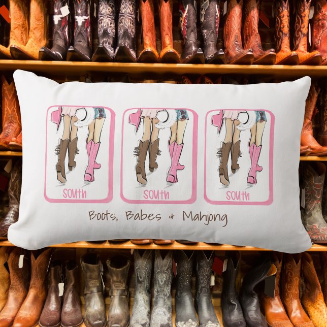 Coussin Rectangle Bottes, filles et décoration Mahjong occidental (Créateur téléchargé)