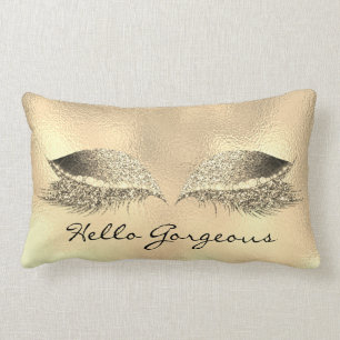 Coussin Rectangle Bouche de maquillage des yeux d'or Bonjour magnifi