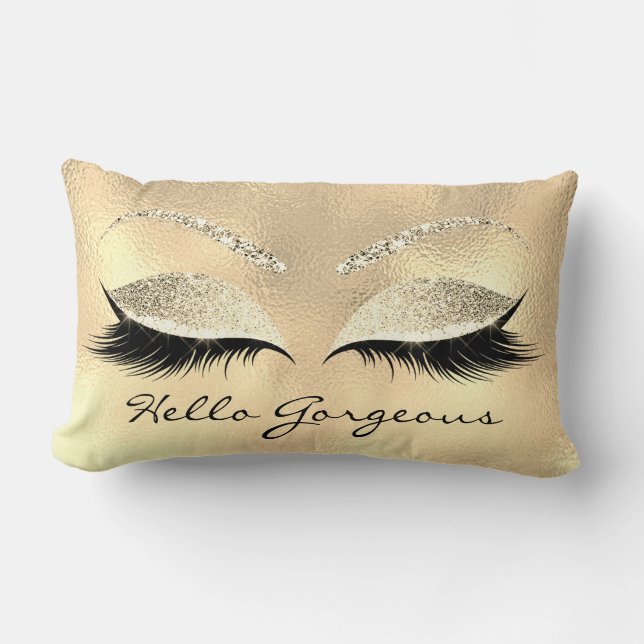 Coussin Rectangle Bouche de maquillage Gold Eyes Hello Gorgey Champa (Recto)