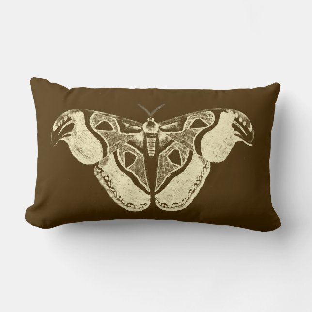 Coussin Rectangle Bouche tzigane, beige sur chocolat brun (Recto)