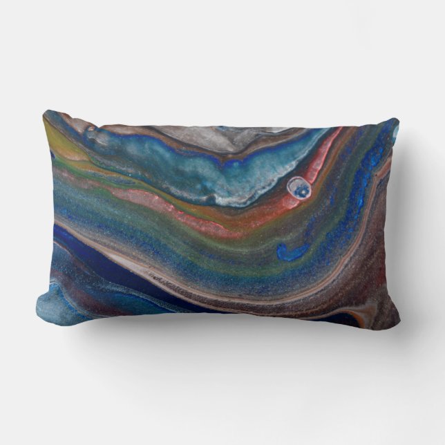 Coussin Rectangle Boucles Liquides Métallurgiques De Cuivre Bleu Vib (Recto)