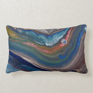 Coussin Rectangle Boucles Liquides Métallurgiques De Cuivre Bleu Vib