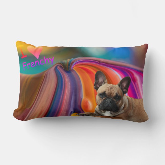 Coussin Rectangle Bouledogue français arc-en-ciel Bouledogue françai (Recto)