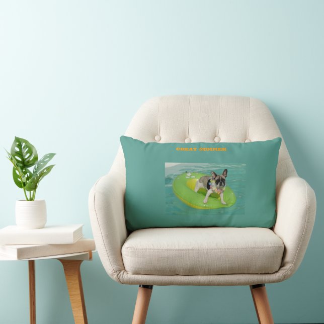 Coussin Rectangle Bouledogue français été French Bulldog (Chaise)