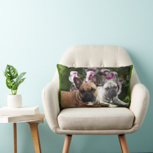 Coussin Rectangle Bouledogue français Fleurs Bouledogue français