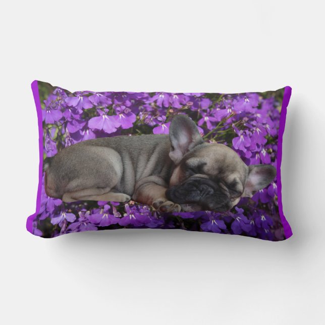 Coussin Rectangle Bouledogue français Fleurs Bouledogue français (Recto)