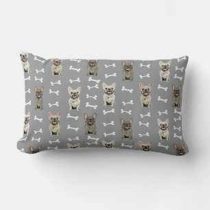Coussin Rectangle Bouledogues français - gris