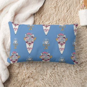 Coussin Rectangle Bouquet de fleurs et de parfums sur fond bleu