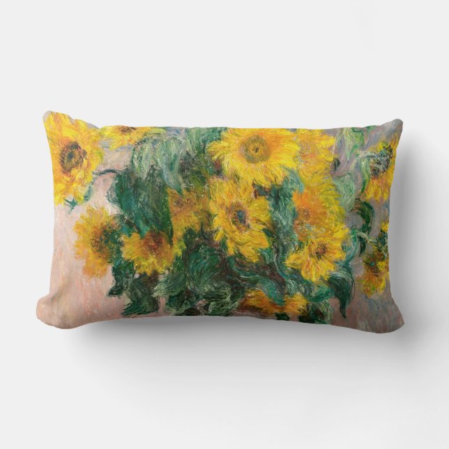 Coussin Rectangle Bouquet de tournesols par Monet Impressionniste (Recto)