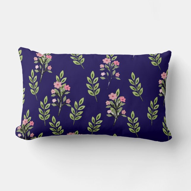 Coussin Rectangle Bouquets roses bleu foncé (Recto)