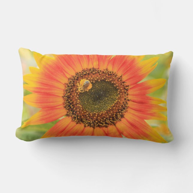 Coussin Rectangle Bourdon sur tournesol, Jardin communautaire (Recto)