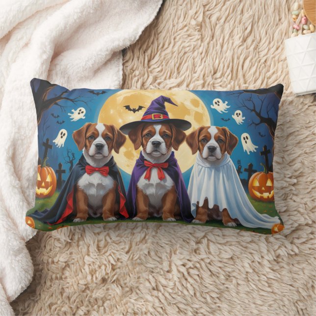 Coussin Rectangle Bouviers Des Flandres Chiens Citrouille Halloween  (Couverture)