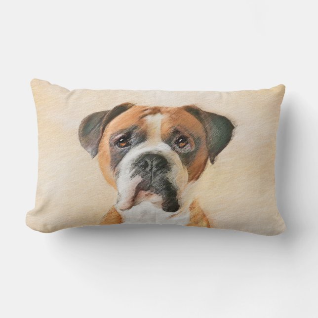 Coussin Rectangle Boxer Dog Peinture Non Décroché Art animal origina (Recto)