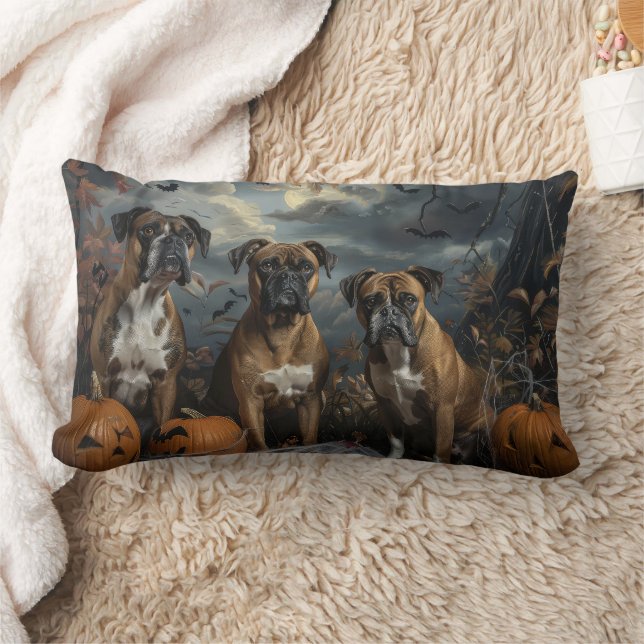 Coussin Rectangle Boxer Nuit d'Halloween Délice Canin (Couverture)