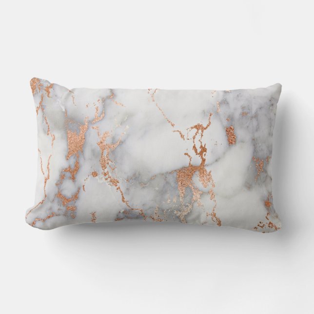 Coussin Rectangle Bracelet rose rose rose blanche en cuivre marbre (Recto)