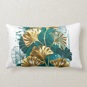 Coussin Rectangle Branche avec Feuilles d'or Ginko Biloba