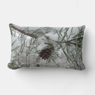 Coussin Rectangle Branche des pins neigeux Photographie de la nature