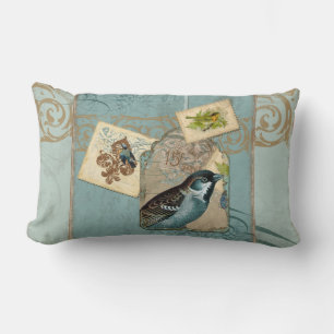 Coussin Rectangle Branche florale de remous de timbre-poste