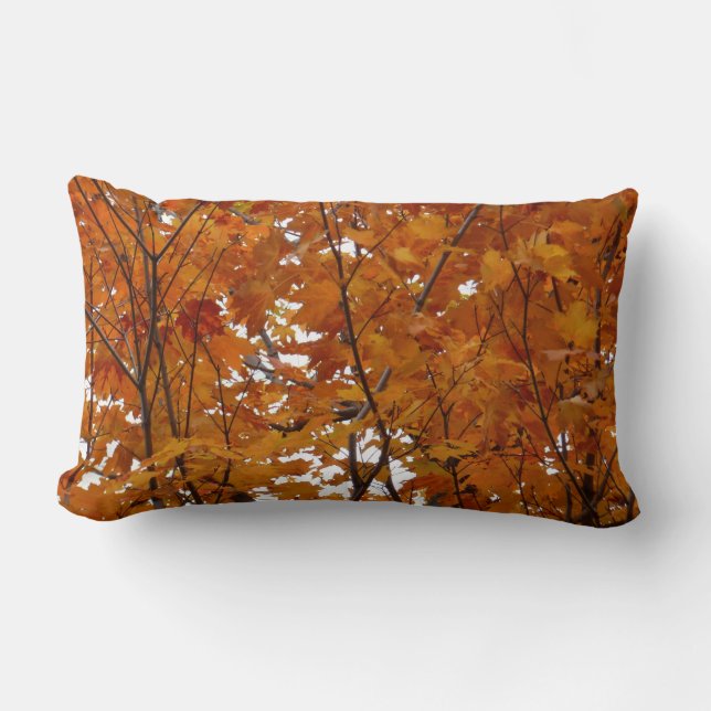 Coussin Rectangle Branches de Feuilles d'érable I Orange Automne (Recto)
