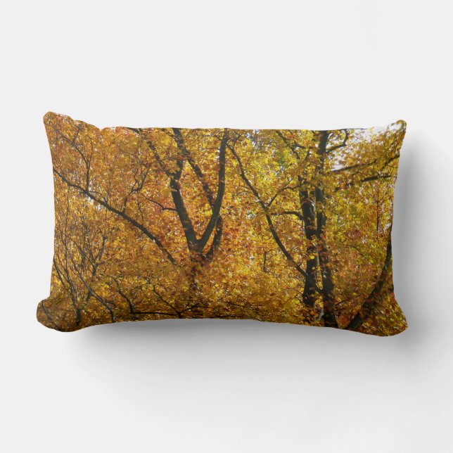 Coussin Rectangle Branches de feuilles jaunes couleur automne lumine (Recto)