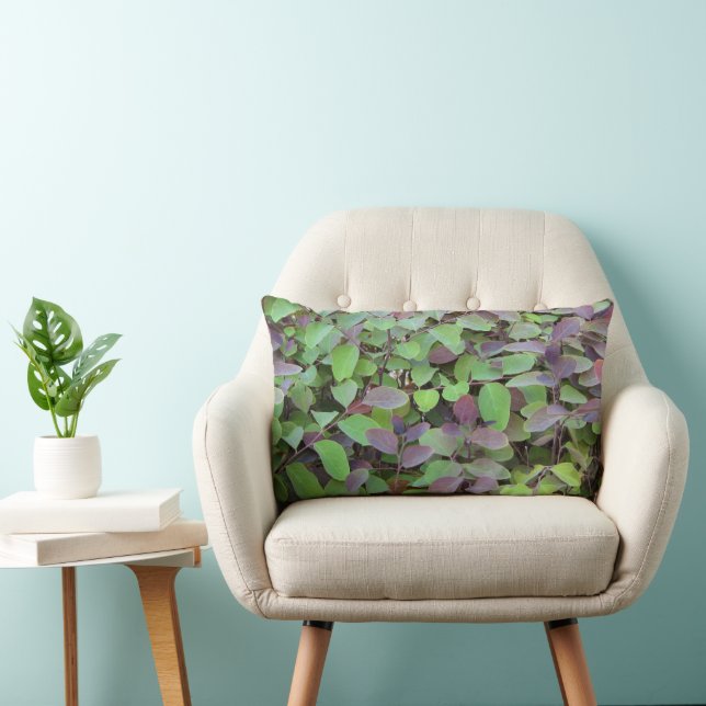 Coussin Rectangle Branches Feuilles rouges et vertes Photographie (Chaise)