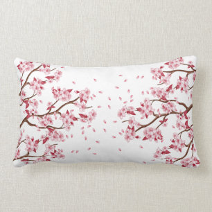Coussin Rectangle Branches japonaises roses de fleurs de cerisier