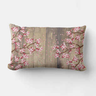 Coussin Rectangle Branches japonaises roses de fleurs de cerisier en