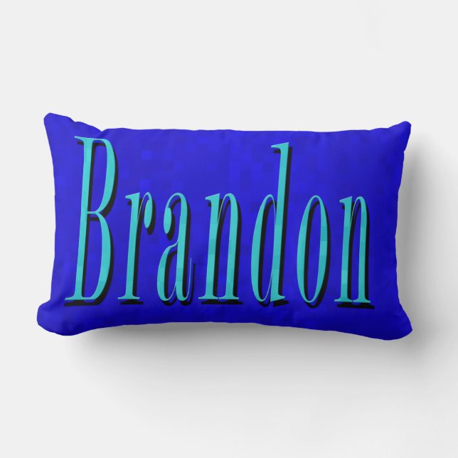 Coussin Rectangle Brandon Nom Logo Bleu, Sur Mosaïque Bleue (Recto)