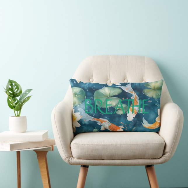 Coussin Rectangle "Breathe" & "Namaste", Koi Design, Personnalisez-l (Chaise)