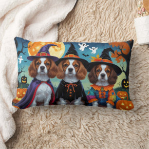 Coussin Rectangle Bretagne Chiens espagnols Citrouille Halloween Fun